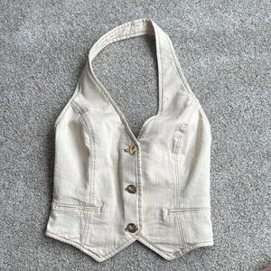 Zara Cream Halter Vest with Zipper